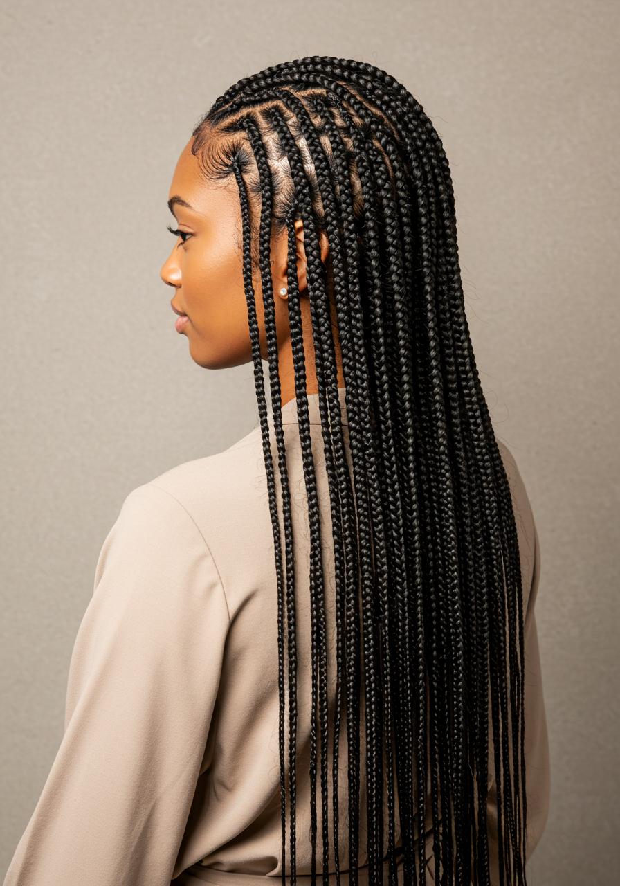 Knotless braids example by Jane