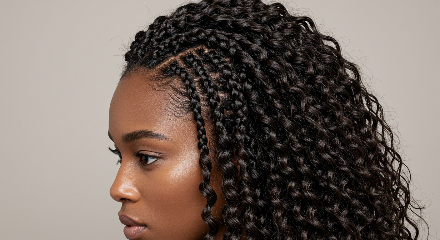 Medium knotless braids with natural parting
