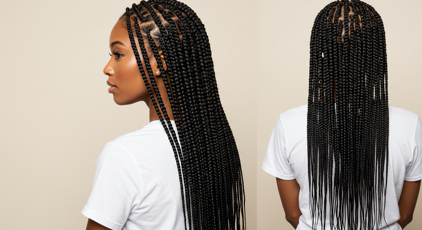 Waist-length knotless style with sleek finish